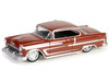 1955 Chevrolet Bel Air Lowrider Red Metallic and Silver California Lowriders Series 5 1/64 Diecast Model Car Greenlight 63060B