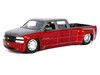 1999 Chevrolet Silverado Dually Pickup Truck Red Metallic and Gray with Stock Wheels Just Trucks Series 1/24 Diecast Model Car Jada 35589