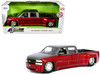 1999 Chevrolet Silverado Dually Pickup Truck Red Metallic and Gray with Stock Wheels Just Trucks Series 1/24 Diecast Model Car Jada 35589