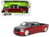 1999 Chevrolet Silverado Dually Pickup Truck Red Metallic and Gray with Custom KMC Wheels Just Trucks Series 1/24 Diecast Model Car Jada 35590