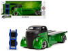 1947 Ford COE Flatbed Truck Green Metallic and Matt Black Toyo Tires with Extra Wheels Just Trucks Series 1/24 Diecast Model Car Jada 35043