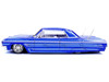 1964 Chevrolet Impala SS Lowrider Candy Blue with Graphics and White Interior Lowriders Maisto Design Series 1/26 Diecast Model Car Maisto 32547BL