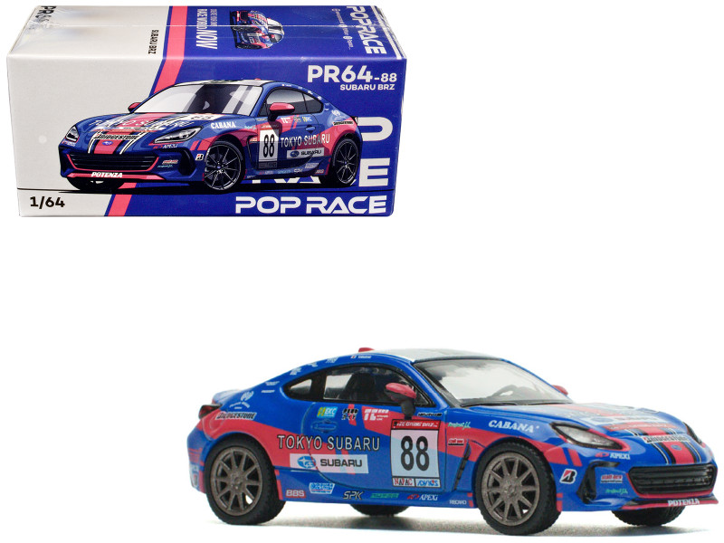 Toyota GR86 Wako s Blue with Graphics 1/64 Diecast Model Car Pop
