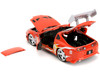 1995 Toyota Supra Red with Graphics and Saitama Diecast Figure One Punch Man 2015 2019 TV Series 1/24 Diecast Model Jada 35347