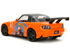 2001 Honda S2000 Orange with Gray Top and Graphics and Naruto Diecast Figure Naruto Shippuden 2009 2017 TV Series Anime Hollywood Rides Series 1/24 Diecast Model Car Jada 35351