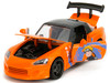2001 Honda S2000 Orange with Gray Top and Graphics and Naruto Diecast Figure Naruto Shippuden 2009 2017 TV Series Anime Hollywood Rides Series 1/24 Diecast Model Car Jada 35351