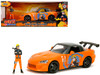 2001 Honda S2000 Orange with Gray Top and Graphics and Naruto Diecast Figure Naruto Shippuden 2009 2017 TV Series Anime Hollywood Rides Series 1/24 Diecast Model Car Jada 35351