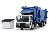 Mack LR Refuse Garbage Truck with McNeilus Meridian Front Loader White and Blue with Trash Bin 1/64 Diecast Model DCP/First Gear 60-1797
