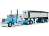 Peterbilt 379 with 60 Vintage Sleeper and MAC Coal End Dump Trailer Cyan Blue and Chrome 1/64 Diecast Model DCP/First Gear 60-1893
