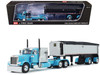 Peterbilt 379 with 60 Vintage Sleeper and MAC Coal End Dump Trailer Cyan Blue and Chrome 1/64 Diecast Model DCP/First Gear 60-1893