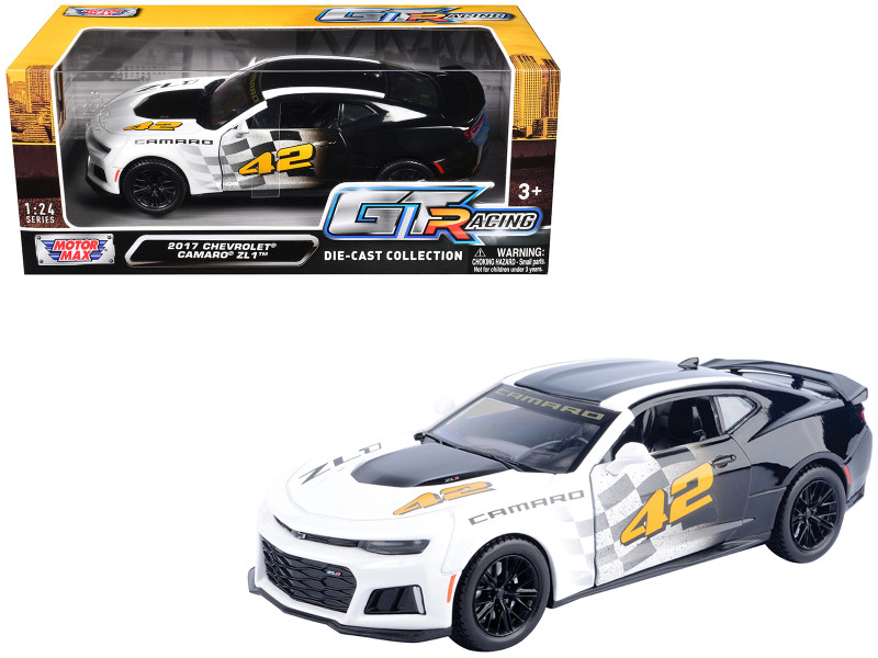 2017 Chevrolet Camaro ZL1 #42 Black and White GT Racing Series 1/24 Diecast Model Car Motormax 73797