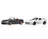 Mazda Mazdaspeed Miata Gray Metallic and Mazda RX7 FC Pandem White Car Culture Set of 2 Cars Diecast Model Cars Hot Wheels HRR75-956L