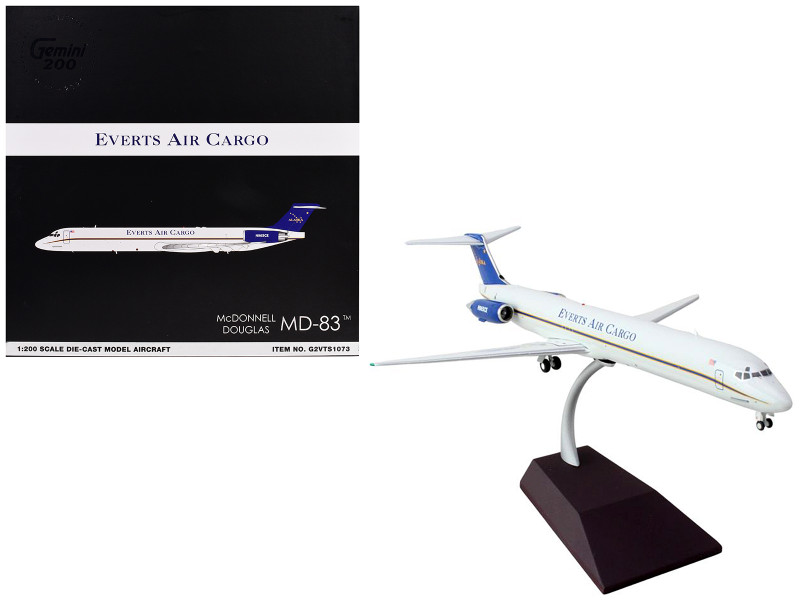 McDonnell Douglas MD 88 Commercial Aircraft Everts Air Cargo N965CE White with Blue Tail Gemini 200 Series 1/200 Diecast Model Airplane GeminiJets G2VTS1073