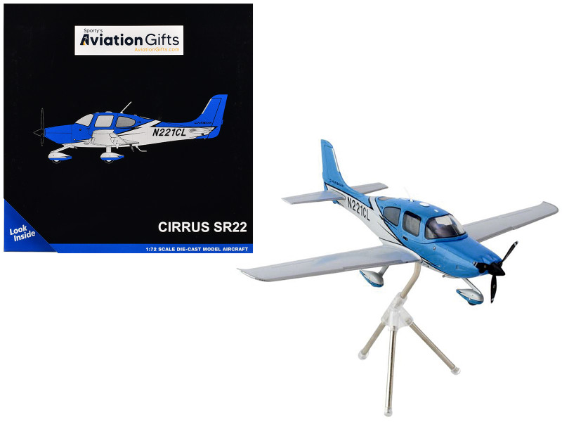Cirrus SR22 Composite Aircraft N221CL Blue Gemini General Aviation Series 1/72 Diecast Model Airplane GeminiJets GGCIR017
