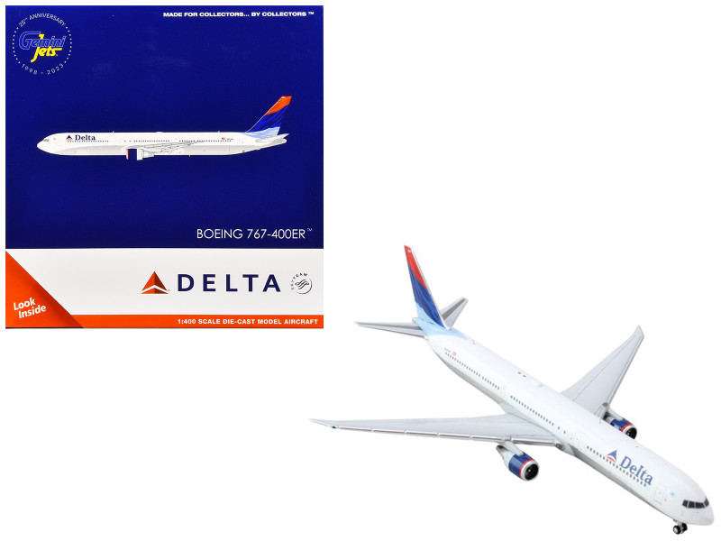 Boeing 767 400ER Commercial Aircraft Delta Air Lines N829MH White with Red and Blue Tail 1/400 Diecast Model Airplane GeminiJets GJ2158