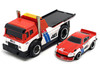 JDM Flatbed Truck #46 Red and White with Blue Stripes and 1972 Datsun 240Z #46 Red and White with Blue Stripes BRE Muscle Transports Series 1/64 Diecast Models Muscle Machines 11553WH