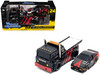 JDM Flatbed Truck #25 Black and Red and 1983 85 Toyota Trueno Sprinter AE86 #25 Black and Red Advan Livery Muscle Transports Series 1/64 Diecast Models Muscle Machines 11557RD