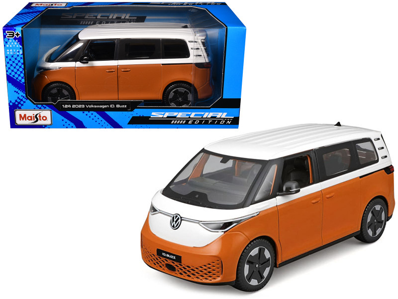 2023 Volkswagen ID Buzz Van Orange and White Special Edition Series 1/24 Diecast Model Car Maisto 32914OR