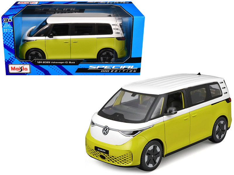 2023 Volkswagen ID Buzz Van Yellow and White Special Edition Series 1/24 Diecast Model Car Maisto 32914YL