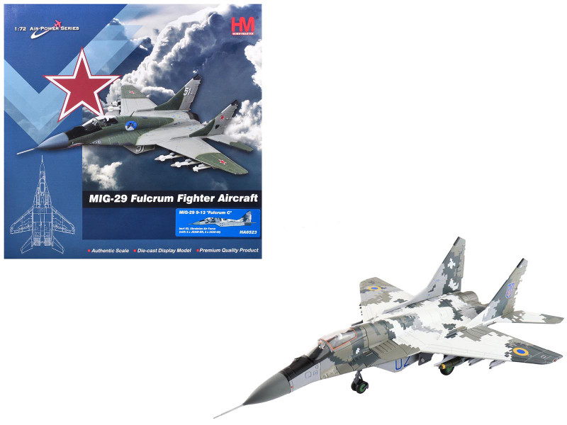 Mikoyan MiG 29 Fulcrum C Fighter Aircraft Blue #02 2022 Ukrainian Air Force Air Power Series 1/72 Diecast Model Hobby Master HA6523