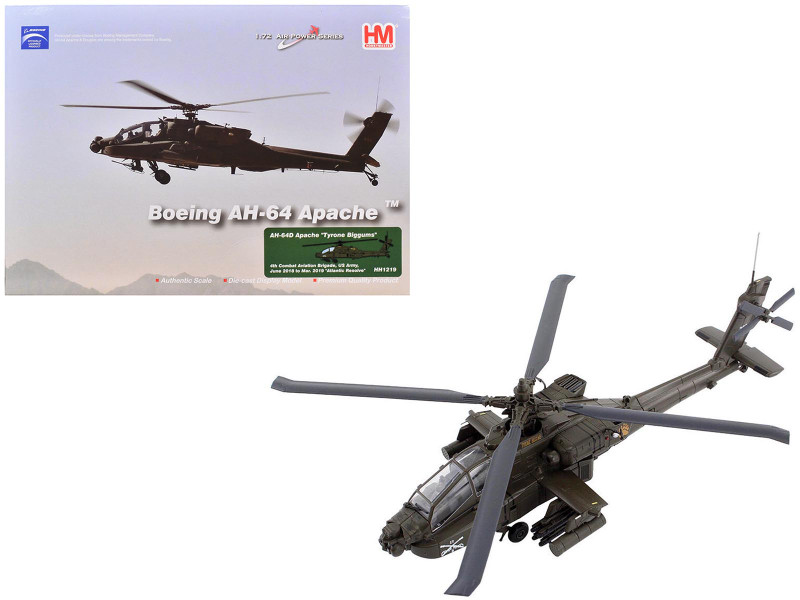 Boeing AH 64D Apache Attack Helicopter Tyrone Biggums 4th Combat Aviation Brigade Operation Atlantic Resolve 2018 2019 United States Army Air Power Series 1/72 Diecast Model Hobby Master HH1219
