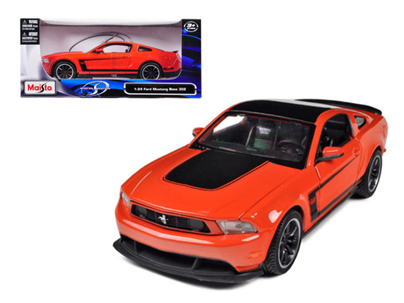 2012 Ford Mustang Boss 302 Orange Black 1/24 Diecast Model Car Maisto 31269
