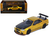 Nissan Skyline GT R R34 Top Secret RHD Right Hand Drive Gold Metallic with Carbon Hood and Trunk Tokyo Auto Salon 2024 Malaysia Diecast Expo 2024 1/64 Diecast Model Car Inno Models IN64-R34TS-MDX24