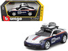 Porsche 911 Dakar #953 Roughroads Porsche Blue and White with Stripes and Roof Rack Race Series 1/24 Diecast Model Car Bburago 28029