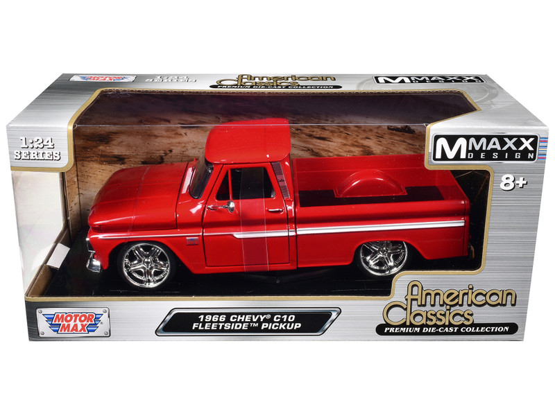 1966 Chevrolet C10 Fleetside Pickup Truck Red Maxx Design American Classics Series 1/24 Diecast Model Car Motormax 73355MX-R