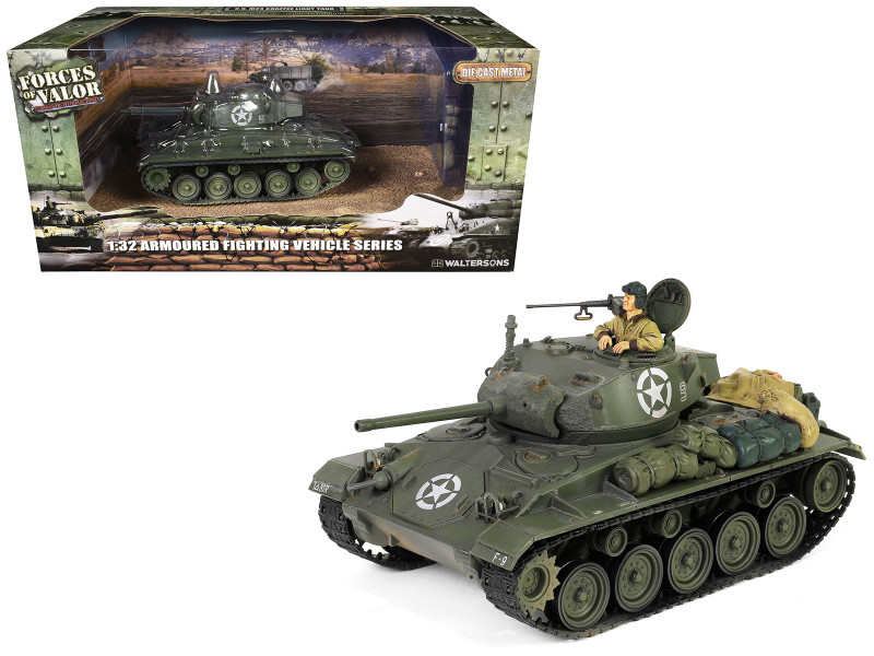 M24 Chaffee Light Tank 8th Armored Division 36th Tank Batallion Rheinberg Germany World War II 1945 United States Army Armoured Fighting Vehicle Series 1/32 Diecast Model Forces of Valor FOV-801002A