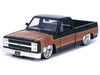 1985 Chevrolet C 10 Pickup Truck Black with Stripes and Paradox Wheels Just Trucks Series 1/24 Diecast Model Car Jada 35854