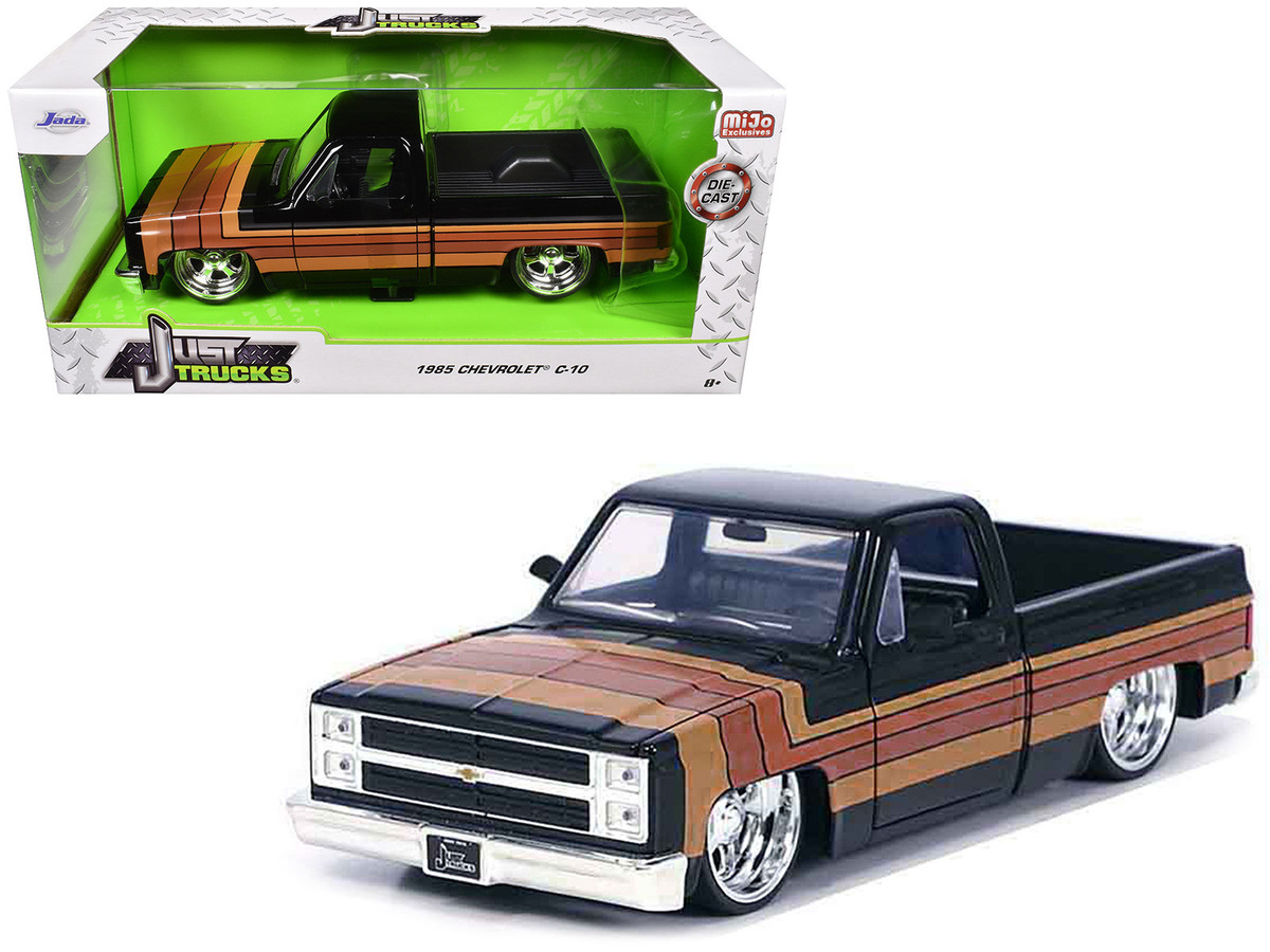 1985 Chevrolet C 10 Pickup Truck Black with Stripes and Paradox