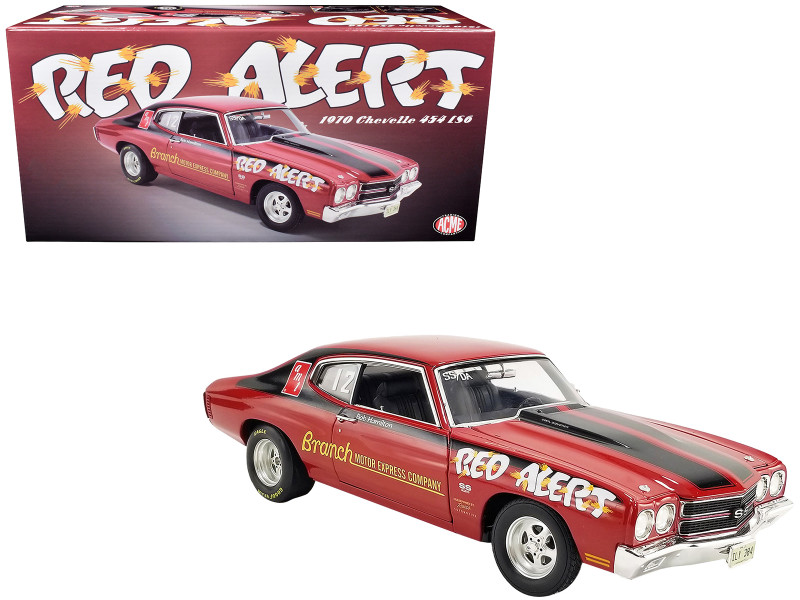 1970 Chevrolet Chevelle 454 LS6 Red Alert Red with Black Stripes Limited Edition to 374 pieces Worldwide 1/18 Diecast Model Car ACME A1805526