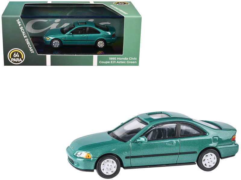 1995 Honda Civic Coupe EJ1 Aztec Green Metallic with Sunroof 1/64 Diecast Model Car Paragon Models PA-55762