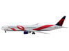 Boeing 767 400ER Commercial Aircraft Delta Air Lines Breast Cancer Research Foundation N845MH White with Ribbon Graphics and Red and Blue Tail 1/400 Diecast Model Airplane GeminiJets GJ2154