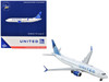 Boeing 737 MAX 8 Commercial Aircraft United Airlines N17265 White with Blue Tail 1/400 Diecast Model Airplane GeminiJets GJ2225
