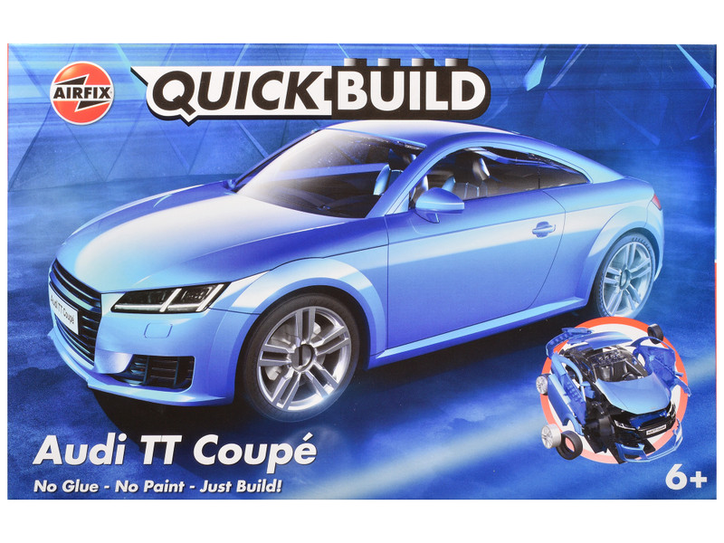 Skill 1 Model Kit Audi TT Coupe Blue Snap Together Snap Together Snap Together Painted Plastic Model Car Kit Airfix Quickbuild J6054