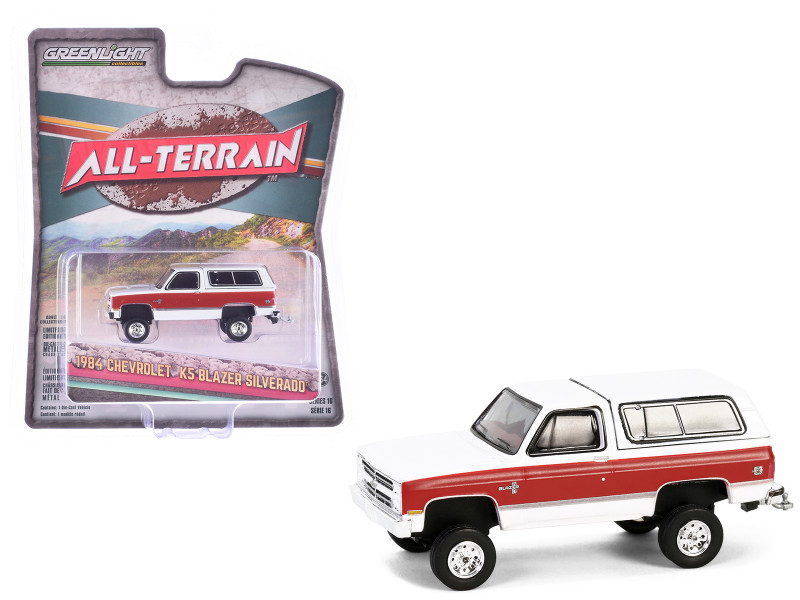 1984 Chevrolet K5 Blazer Silverado Frost White and Apple Red All Terrain Series 16 1/64 Diecast Model Car Greenlight 35290E