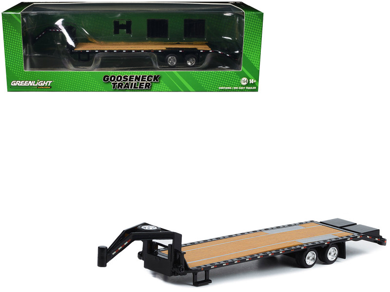 Gooseneck Trailer Black In Box 1/64 Diecast Model Car Greenlight GL30390-2