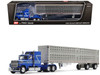 Ford LTL 9000 60 Aerodyne Sleeper with Wilson PSAL Stockmaster Livestock Trailer Blue with Stripes 1/64 Diecast Model DCP/First Gear 60-1769