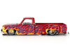 Chevrolet Silverado Dually Pickup Truck On Fire V1 Red Metallic with Flames and Red Interior Designed by Jun Imai Kaido House Special 1/64 Diecast Model Car Mini GT KHMG127