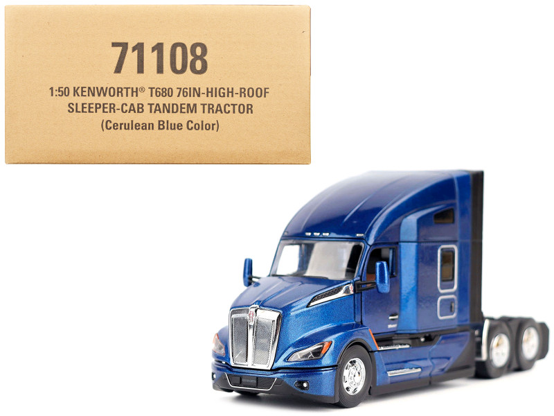 Kenworth T680 Truck Tractor Deep Cerulean Blue Metallic Transport Series 1/50 Diecast Model Diecast Masters 71108