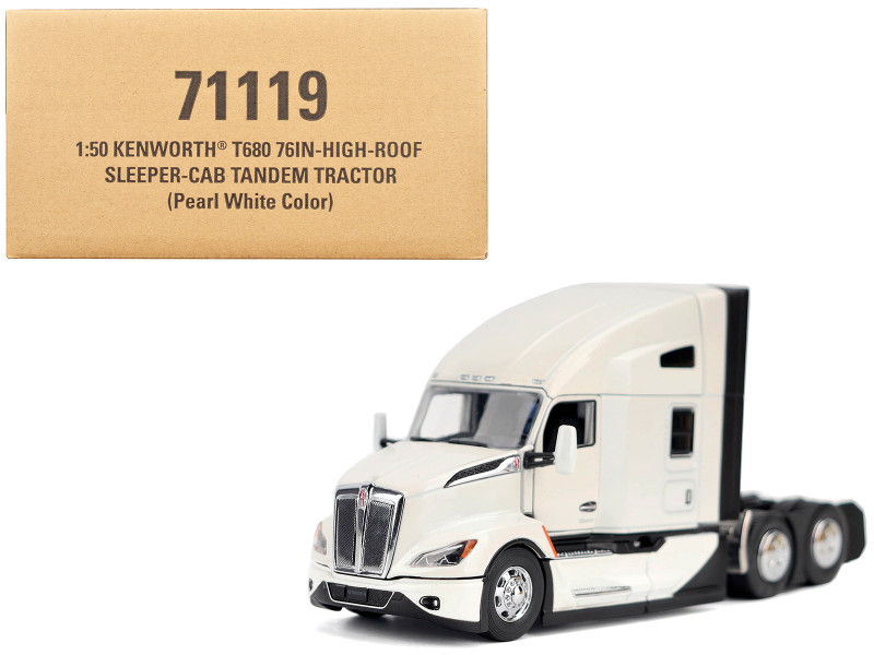 Kenworth T680 Truck Tractor Pearl White Transport Series 1/50 Diecast Model Diecast Masters 71119