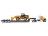 CAT Caterpillar CT681 Day Cab Tractor Yellow with Lowboy Trailer and CAT 950G Wheel Loader Yellow 1/87 (HO) Diecast Model Diecast Masters 84418