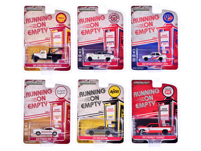 Running on Empty 6 piece Set Series 17 1/64 Diecast Model Car Greenlight 41170SET