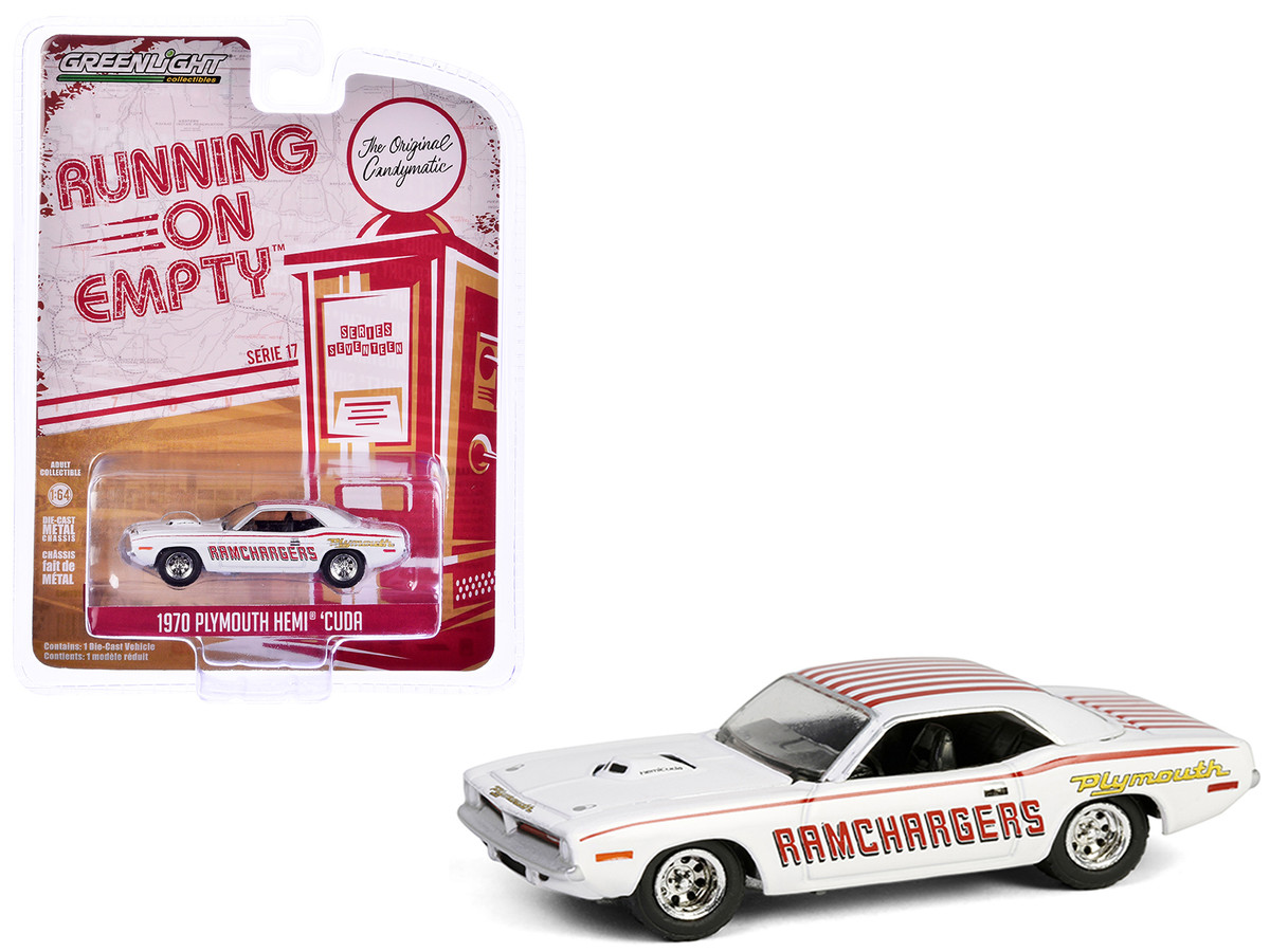 1970 Plymouth Hemi Barracuda Ramchargers White with Red Stripes