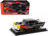 1957 Chevrolet 150 Sedan Black with Flames Graphics Limited Edition to 4250 pieces Worldwide 1/24 Diecast Model Car M2 Machines 40300-122A