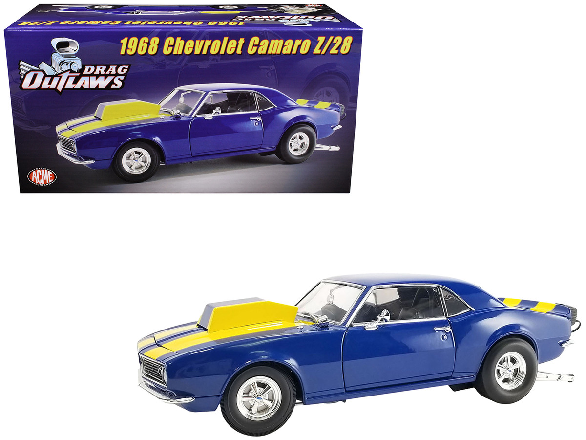 自動車 ACME 1968 Drag Camaro 1968 Chevrolet Camaro Z/28 Blue with Yellow Stripes 