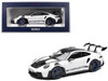 2022 Porsche 911 GT3 RS Weissach Package White with Carbon Top and Indigo Blue Wheels 1/18 Diecast Model Car Norev 187353