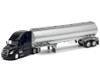 Freightliner Cascadia Truck Black with Silver Tanker Trailer Transporter Series 1/32 Diecast Model Welly 32697W-BK